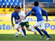 13 October 2020; Connor Ronan of Republic of Ireland in action against Riccardo Sottil of Italy during the UEFA European U21 Championship Qualifier match between Italy and Republic of Ireland at Arena Garibaldi in Pisa, Italy. Photo by Roberto Bregani/Sportsfile