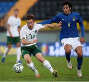 13 October 2020; Connor Ronan of Republic of Ireland in action against Sandro Tonali of Italy during the UEFA European U21 Championship Qualifier match between Italy and Republic of Ireland at Arena Garibaldi in Pisa, Italy. Photo by Roberto Bregani/Sportsfile