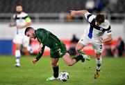 14 October 2020; Aaron Connolly of Republic of Ireland in action against Paulus Arajuuri of Finland during the UEFA Nations League B match between Finland and Republic of Ireland at Helsingin Olympiastadion in Helsinki, Finland. Photo by Jussi Eskola/Sportsfile