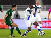 14 October 2020; Glen Kamara of Finland in action against Jayson Molumby of Republic of Ireland during the UEFA Nations League B match between Finland and Republic of Ireland at Helsingin Olympiastadion in Helsinki, Finland. Photo by Mauri Forsblom/Sportsfile