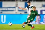 14 October 2020; Daryl Horgan of Republic of Ireland and Tim Sparv of Finland during the UEFA Nations League B match between Finland and Republic of Ireland at Helsingin Olympiastadion in Helsinki, Finland. Photo by Mauri Forsblom/Sportsfile