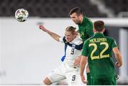 14 October 2020; Fredrik Jenson of Finland and Shane Duffy of Republic of Ireland during the UEFA Nations League B match between Finland and Republic of Ireland at Helsingin Olympiastadion in Helsinki, Finland. Photo by Mauri Forsblom/Sportsfile