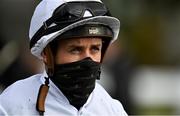 15 October 2020; Jockey Leigh Roche after riding Lustown Baba to victory in the TRM Waterford Testimonial Stakes at The Curragh Racecourse in Kildare. Photo by Seb Daly/Sportsfile