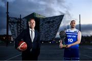 15 October 2020; In attendance at the Super League and Division One 2020/21 season launch are Belfast Star coach Adrian Fulton and player Conor Johnston. DCU Mercy will tip off their season in Trinity Sport against newly promoted Trinity Meteors on Saturday, 17th at 2pm. Belfast Star will have a new home this season in Lisburn Racquets. Their first game at the venue is due to be on November 28th, when they host UCD Marian in round 6. Photo by David Fitzgerald/Sportsfile