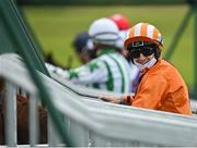 15 October 2020; Jockey Colin Keane and mount Thefaithfulindian in the stalls prior to the start of the Try Equilux Risk Free Handicap at The Curragh Racecourse in Kildare. Photo by Seb Daly/Sportsfile