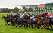 15 October 2020; Runners and riders break from the stalls following the start of the Try Equilux Risk Free Handicap at The Curragh Racecourse in Kildare. Photo by Seb Daly/Sportsfile