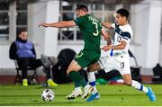 14 October 2020; Enda Stevens of Republic of Ireland and Pyry Soiri of Finland during the UEFA Nations League B match between Finland and Republic of Ireland at Helsingin Olympiastadion in Helsinki, Finland. Photo by Mauri Fordblom/Sportsfile