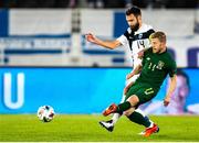 14 October 2020; Daryl Horgan of Republic of Ireland and Tim Sparv of Finland during the UEFA Nations League B match between Finland and Republic of Ireland at Helsingin Olympiastadion in Helsinki, Finland. Photo by Mauri Fordblom/Sportsfile