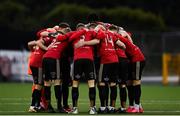 16 October 2020; Bohemians players huddle prior to the SSE Airtricity League Premier Division match between Dundalk and Bohemians at Oriel Park in Dundalk, Louth. Photo by Harry Murphy/Sportsfile