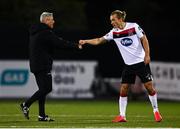 16 October 2020; Bohemians manager Keith Long and Greg Sloggett of Dundalk fist bump following the SSE Airtricity League Premier Division match between Dundalk and Bohemians at Oriel Park in Dundalk, Louth. Photo by Harry Murphy/Sportsfile