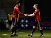 16 October 2020; Keith Ward of Bohemians is replaced by team-mate Danny Mandroiu, left, during the SSE Airtricity League Premier Division match between Dundalk and Bohemians at Oriel Park in Dundalk, Louth. Photo by Harry Murphy/Sportsfile