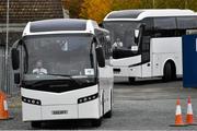 17 October 2020; The Antrim players and officials arrive in two buses for the Allianz Football League Division 4 Round 6 match between Wicklow and Antrim at the County Grounds in Aughrim, Wicklow. Photo by Ray McManus/Sportsfile