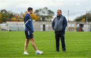 17 October 2020; Monaghan manager Seamus McEneney, right, with Ryan Wylie prior to the Allianz Football League Division 1 Round 6 match between Monaghan and Kerry at Grattan Park in Inniskeen, Monaghan. Photo by Brendan Moran/Sportsfile