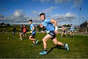 17 October 2020; Luke Swan of Dublin warms up prior to the EirGrid GAA Football All-Ireland U20 Championship Semi-Final match between Dublin and Tyrone at Kingspan Breffni Park in Cavan. Photo by David Fitzgerald/Sportsfile