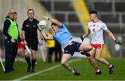 17 October 2020; Seán Lowry of Dublin in action against Matthew Murnaghan of Tyrone during the EirGrid GAA Football All-Ireland U20 Championship Semi-Final match between Dublin and Tyrone at Kingspan Breffni Park in Cavan. Photo by David Fitzgerald/Sportsfile