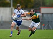 17 October 2020; Darren Hughes of Monaghan is tackled by David Moran of Kerry during the Allianz Football League Division 1 Round 6 match between Monaghan and Kerry at Grattan Park in Inniskeen, Monaghan. Photo by Brendan Moran/Sportsfile