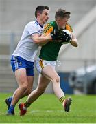 17 October 2020; Jason Foley of Kerry is tackled by Shane Carey of Monaghan during the Allianz Football League Division 1 Round 6 match between Monaghan and Kerry at Grattan Park in Inniskeen, Monaghan. Photo by Brendan Moran/Sportsfile