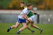 17 October 2020; Conor McCarthy of Monaghan in action against Gavin White of Kerry during the Allianz Football League Division 1 Round 6 match between Monaghan and Kerry at Grattan Park in Inniskeen, Monaghan. Photo by Brendan Moran/Sportsfile