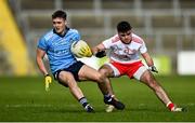 17 October 2020; Seán Lowry of Dublin in action against Tom Donaghy of Tyrone during the EirGrid GAA Football All-Ireland U20 Championship Semi-Final match between Dublin and Tyrone at Kingspan Breffni Park in Cavan. Photo by David Fitzgerald/Sportsfile