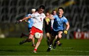 17 October 2020; Darragh Canavan of Tyrone in action against Conor Tyrrell of Dublin during the EirGrid GAA Football All-Ireland U20 Championship Semi-Final match between Dublin and Tyrone at Kingspan Breffni Park in Cavan. Photo by David Fitzgerald/Sportsfile