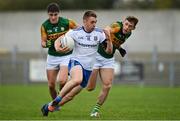 17 October 2020; Michael Bannigan of Monaghan in action against Gavin White of Kerry during the Allianz Football League Division 1 Round 6 match between Monaghan and Kerry at Grattan Park in Inniskeen, Monaghan. Photo by Brendan Moran/Sportsfile