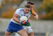 17 October 2020; Dermot Malone of Monaghan is tackled by Micheál Burns of Kerry during the Allianz Football League Division 1 Round 6 match between Monaghan and Kerry at Grattan Park in Inniskeen, Monaghan. Photo by Brendan Moran/Sportsfile