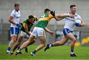 17 October 2020; Dessie Ward of Monaghan is tackled by Diarmuid O'Connor of Kerry during the Allianz Football League Division 1 Round 6 match between Monaghan and Kerry at Grattan Park in Inniskeen, Monaghan. Photo by Brendan Moran/Sportsfile