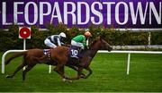 17 October 2020; Lobo Rojo, right, with Shane Foley up, passes the post ahead of second place Vermilion Cliffs, with Padraig Beggy up, to win the Leopardstown Members Club Maiden at Leopardstown Racecourse in Dublin. Photo by Seb Daly/Sportsfile