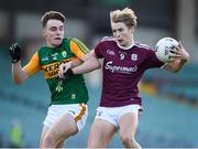 17 October 2020; Cian Hernon of Galway in action against Luke Brosnan of Kerry during the EirGrid GAA Football All-Ireland U20 Championship Semi-Final match between Kerry and Galway at the LIT Gaelic Grounds in Limerick. Photo by Matt Browne/Sportsfile