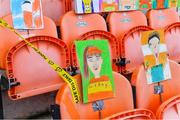 17 October 2020; Self portraits from over 3,000 primary school children across Armagh in the stands before the Allianz Football League Division 2 Round 6 match between Armagh and Roscommon at the Athletic Grounds in Armagh. Photo by Piaras Ó Mídheach/Sportsfile