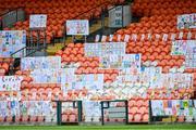 17 October 2020; Self portraits from over 3,000 primary school children across Armagh in the stands before the Allianz Football League Division 2 Round 6 match between Armagh and Roscommon at the Athletic Grounds in Armagh. Photo by Piaras Ó Mídheach/Sportsfile