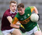 17 October 2020; Ruaidhri O Beaglaoich of Kerry in action against Owen Fitzgerald of Galway during the EirGrid GAA Football All-Ireland U20 Championship Semi-Final match between Kerry and Galway at the LIT Gaelic Grounds in Limerick. Photo by Matt Browne/Sportsfile