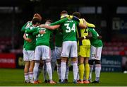 17 October 2020; Cork City players huddle ahead of the SSE Airtricity League Premier Division match between Cork City and Waterford at Turners Cross in Cork. Photo by Eóin Noonan/Sportsfile