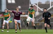 17 October 2020; Sean O'Connell of Kerry in action against Michael O'Gara of Galway during the EirGrid GAA Football All-Ireland U20 Championship Semi-Final match between Kerry and Galway at the LIT Gaelic Grounds in Limerick. Photo by Matt Browne/Sportsfile