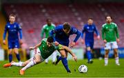 17 October 2020; Will Fitzgerald of Waterford in action against Gearóid Morrissey of Cork City during the SSE Airtricity League Premier Division match between Cork City and Waterford at Turners Cross in Cork. Photo by Eóin Noonan/Sportsfile