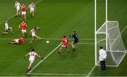 17 October 2020; Mark Collins of Cork shoots to score his side's fifth goal during the Allianz Football League Division 3 Round 6 match between Cork and Louth at Páirc Ui Chaoimh in Cork. Photo by Harry Murphy/Sportsfile