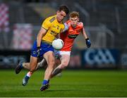 17 October 2020; Seán Mullooly of Roscommon is tackled by Conor Turbitt of Armagh during the Allianz Football League Division 2 Round 6 match between Armagh and Roscommon at the Athletic Grounds in Armagh. Photo by Piaras Ó Mídheach/Sportsfile