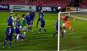 17 October 2020; Brian Murphy of Waterford saves a shot on goal by Dylan McGlade of Cork City during the SSE Airtricity League Premier Division match between Cork City and Waterford at Turners Cross in Cork. Photo by Eóin Noonan/Sportsfile