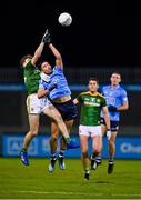17 October 2020; Cathal Hickey of Meath and Niall Scully of Dublin contest a kickout during the Allianz Football League Division 1 Round 6 match between Dublin and Meath at Parnell Park in Dublin. Photo by Brendan Moran/Sportsfile