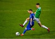 17 October 2020; Robbie McCourt of Waterford in action against Cian Coleman of Cork City during the SSE Airtricity League Premier Division match between Cork City and Waterford at Turners Cross in Cork. Photo by Eóin Noonan/Sportsfile