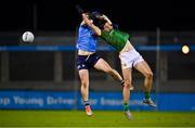 17 October 2020; John Small of Dublin and Ethan Devine of Meath contest a kickout during the Allianz Football League Division 1 Round 6 match between Dublin and Meath at Parnell Park in Dublin. Photo by Brendan Moran/Sportsfile
