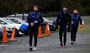 17 October 2020; Mark Jackson, left, Pat Burke and Eoin Murtagh, right, of Wicklow arrive for the Allianz Football League Division 4 Round 6 match between Wicklow and Antrim at the County Grounds in Aughrim, Wicklow. Photo by Ray McManus/Sportsfile