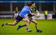 17 October 2020; Cathal Hickey of Meath is tackled by Robert McDaid of Dublin during the Allianz Football League Division 1 Round 6 match between Dublin and Meath at Parnell Park in Dublin. Photo by Brendan Moran/Sportsfile