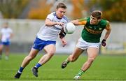 17 October 2020; Conor McCarthy of Monaghan in action against Gavin White of Kerry during the Allianz Football League Division 1 Round 6 match between Monaghan and Kerry at Grattan Park in Inniskeen, Monaghan. Photo by Brendan Moran/Sportsfile