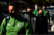 18 October 2020; Stephen McGullion of Fermanagh arrives along with team-mates for the Allianz Football League Division 2 Round 6 match between Clare and Fermanagh at Cusack Park in Ennis, Clare. Photo by Diarmuid Greene/Sportsfile