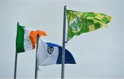 17 October 2020; Kerry and Monaghan flags fly alongside the Irish tricolour prior to the Allianz Football League Division 1 Round 6 match between Monaghan and Kerry at Grattan Park in Inniskeen, Monaghan. Photo by Brendan Moran/Sportsfile