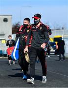 18 October 2020; Down players Eoghan Sands, right, and Stephen Keith arrive ahead of the Allianz Hurling League Division 2B Final match between Down and Derry at the Athletic Grounds in Armagh. Photo by Sam Barnes/Sportsfile