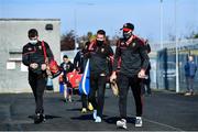 18 October 2020; Down players, including Eoghan Sands, right, and Stephen Keith, centre, arrive ahead of the Allianz Hurling League Division 2B Final match between Down and Derry at the Athletic Grounds in Armagh. Photo by Sam Barnes/Sportsfile