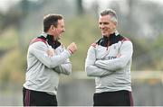 18 October 2020; Galway manager Padraic Joyce, right, and selector John Concannon ahead of the Allianz Football League Division 1 Round 6 match between Galway and Mayo at Tuam Stadium in Tuam, Galway. Photo by Ramsey Cardy/Sportsfile