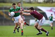 18 October 2020; Matthew Ruane of Mayo in action against Cein D'árcy of Galway during the Allianz Football League Division 1 Round 6 match between Galway and Mayo at Tuam Stadium in Tuam, Galway. Photo by Ramsey Cardy/Sportsfile